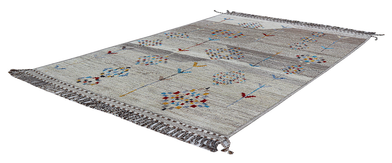 Modern design grey Berber style carpet, handmade 223x152cm