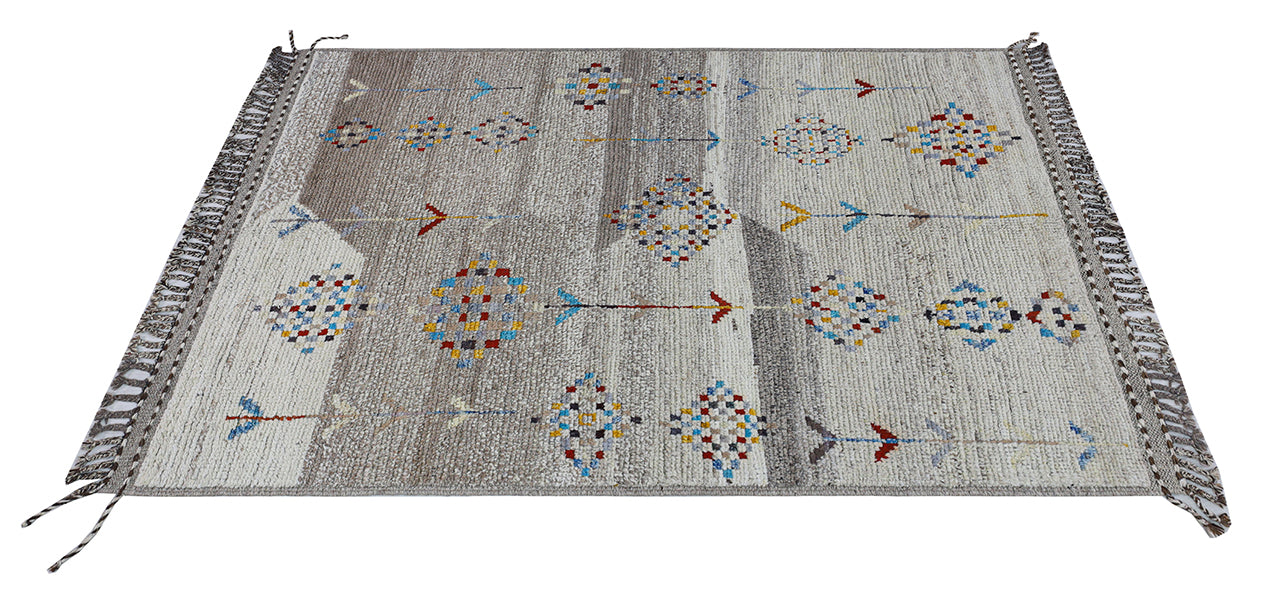 Modern design grey Berber style carpet, handmade 223x152cm
