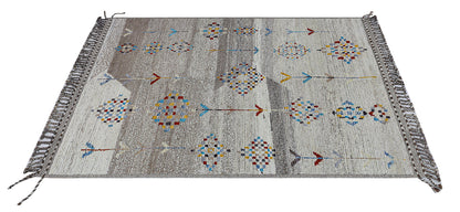 Modern design grey Berber style carpet, handmade 223x152cm