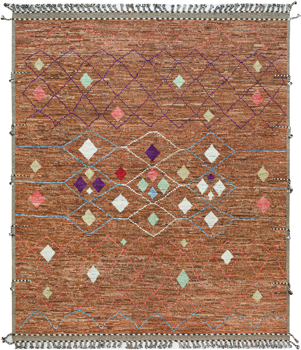 Modern design brown Berber style carpet, handmade 290x253cm