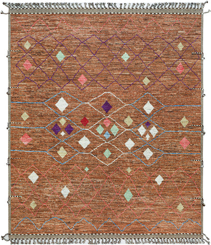 Modern design brown Berber style carpet, handmade 290x253cm