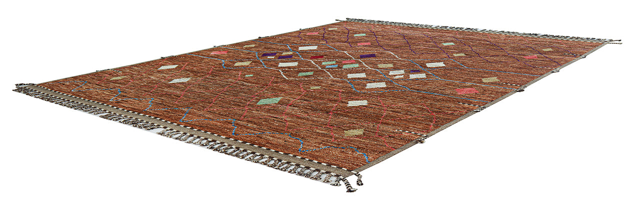 Modern design brown Berber style carpet, handmade 290x253cm
