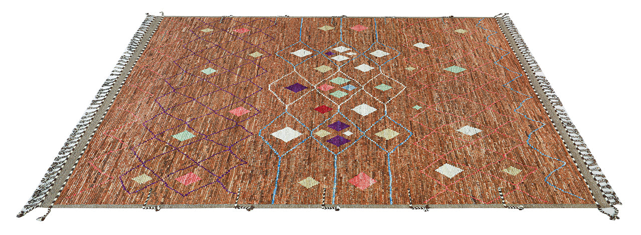 Modern design brown Berber style carpet, handmade 290x253cm