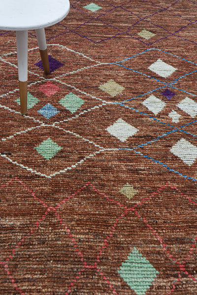 Tappeto design moderno marrone stile berbero, fatto a mano 290x253cm - CarpetLiving