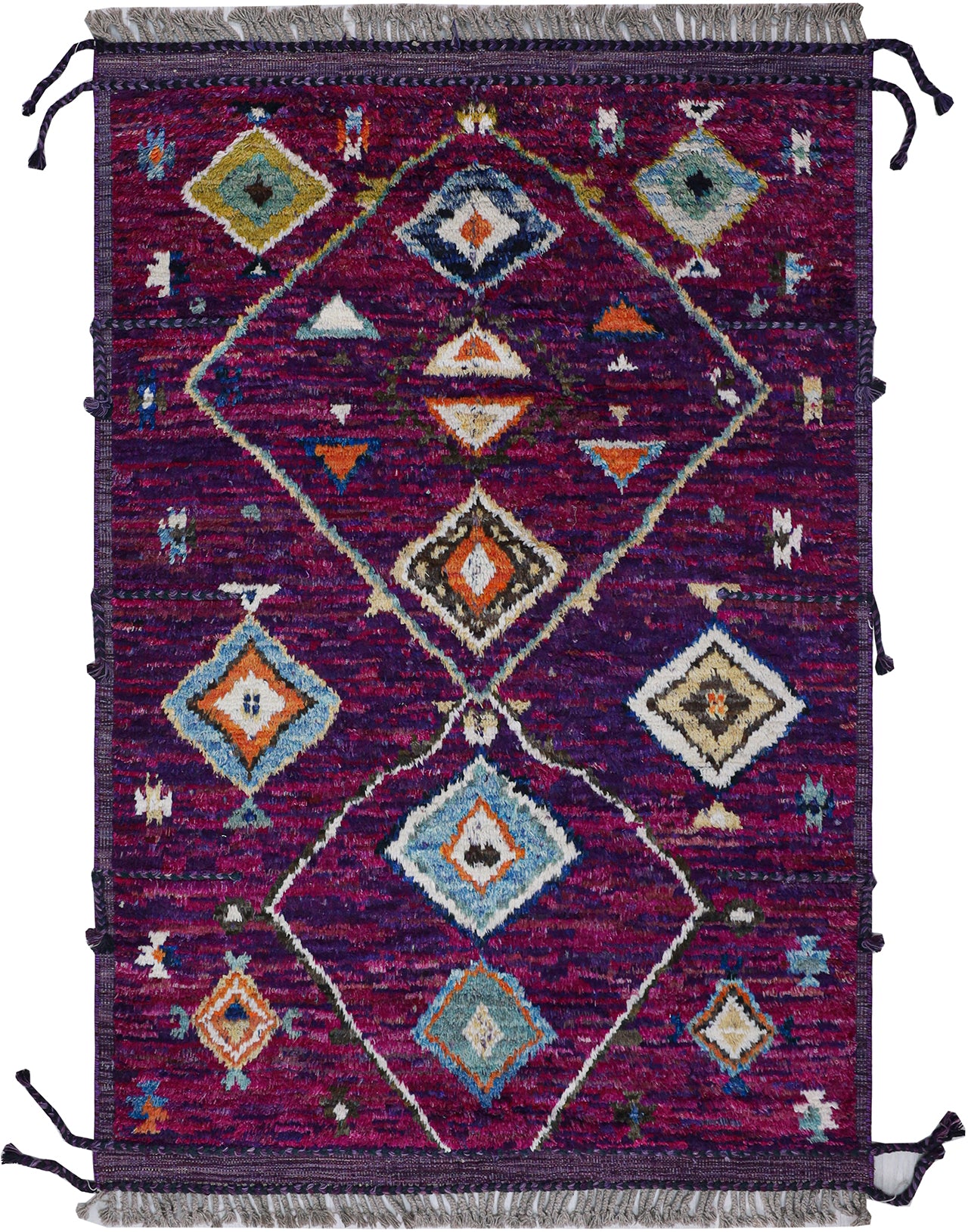 Modern design purple Berber style carpet, handmade 256x178cm