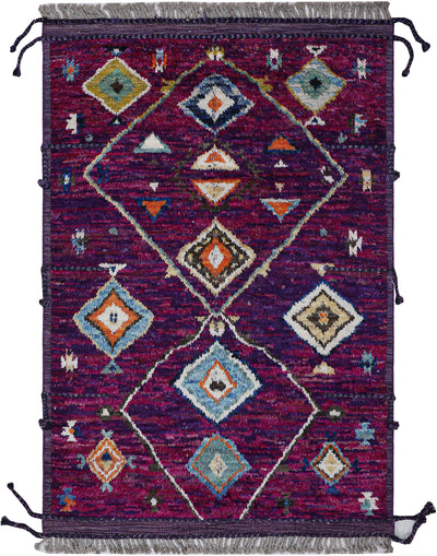 Tappeto design moderno viola stile berbero, fatto a mano 256x178cm
