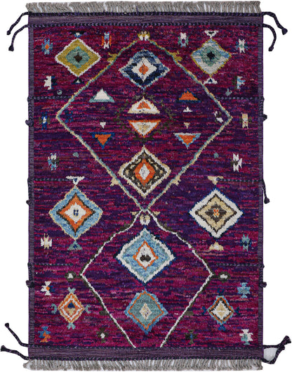 Modern design purple Berber style carpet, handmade 256x178cm