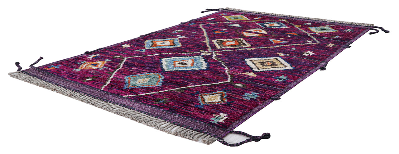 Modern design purple Berber style carpet, handmade 256x178cm
