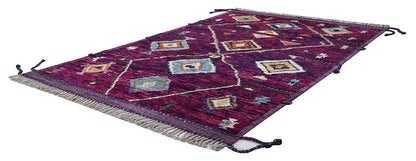 Modern design purple Berber style carpet, handmade 256x178cm