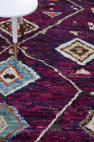 Tappeto design moderno viola stile berbero, fatto a mano 256x178cm