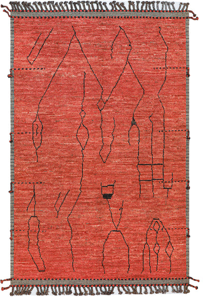 Tappeto design moderno arancione stile berbero, fatto a mano 294x204cm - CarpetLiving