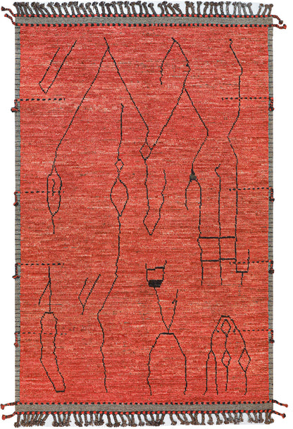 Modern design orange Berber style carpet, handmade 294x204cm