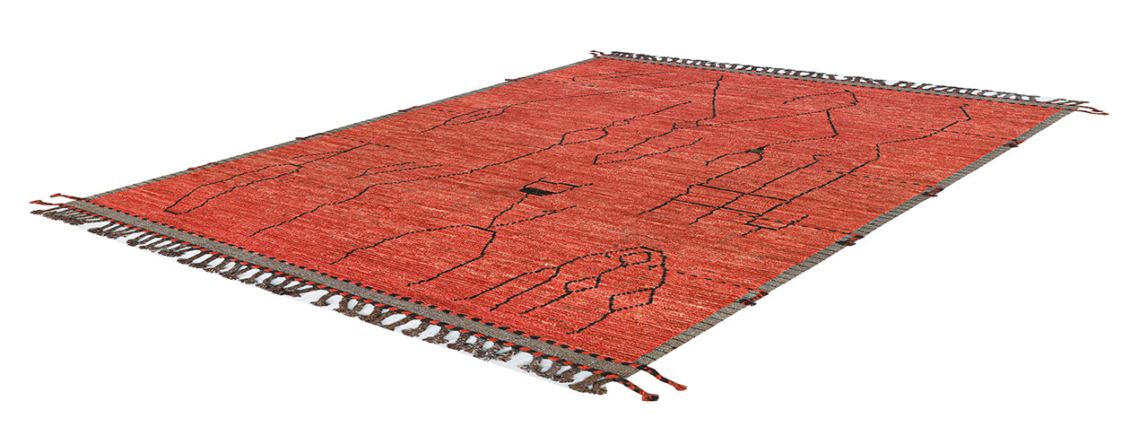 Modern design orange Berber style carpet, handmade 294x204cm