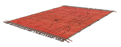 Modern design orange Berber style carpet, handmade 294x204cm