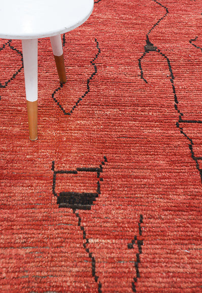 Tappeto design moderno arancione stile berbero, fatto a mano 294x204cm - CarpetLiving