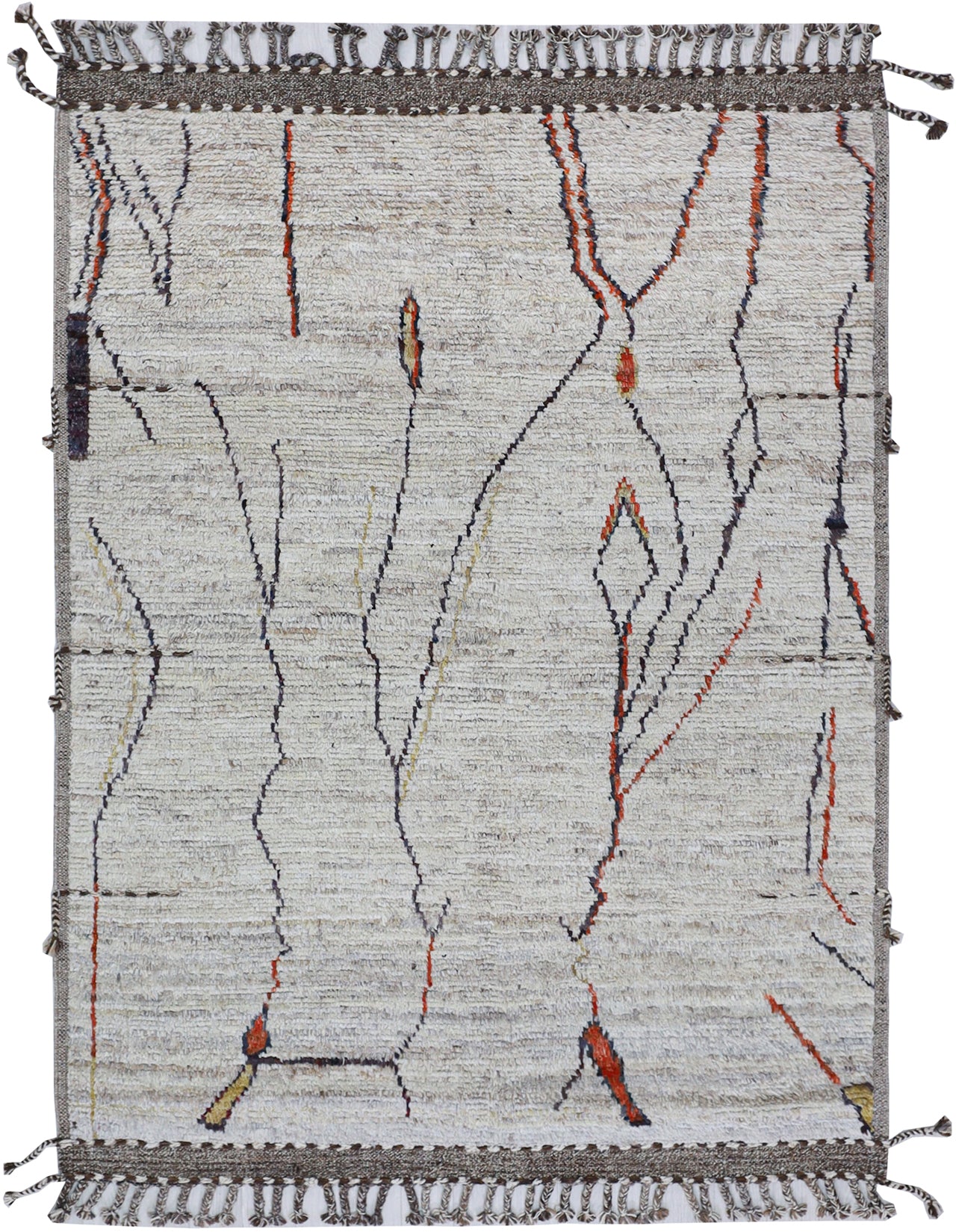 Modern design grey Berber style carpet, handmade 209x160cm