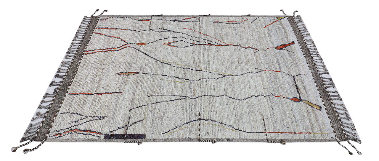 Modern design grey Berber style carpet, handmade 209x160cm