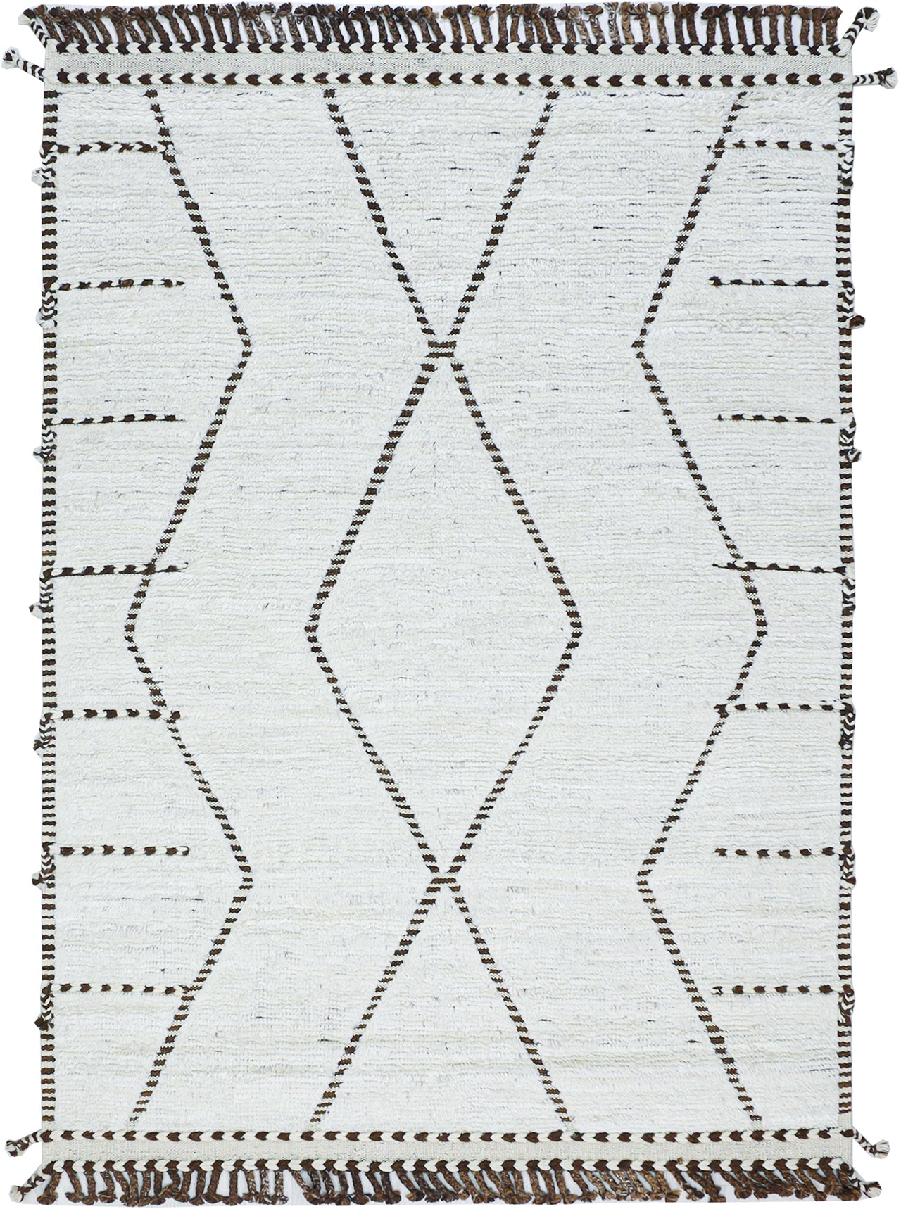 Modern design white Berber style carpet, handmade 241x172cm