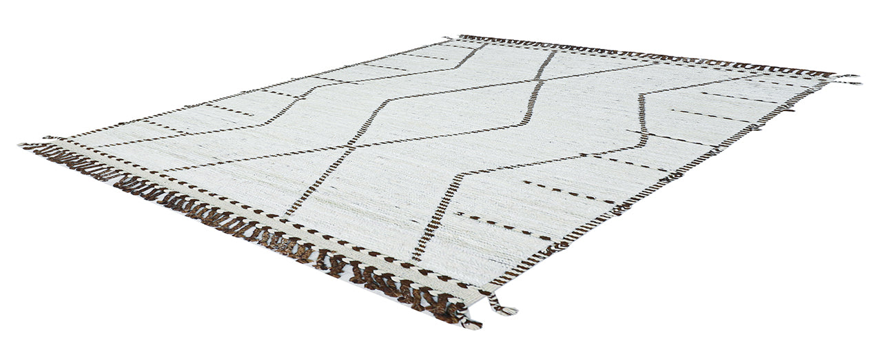 Modern design white Berber style carpet, handmade 241x172cm