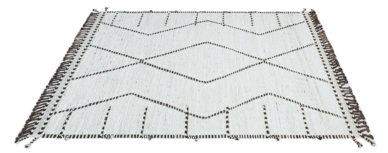Modern design white Berber style carpet, handmade 241x172cm