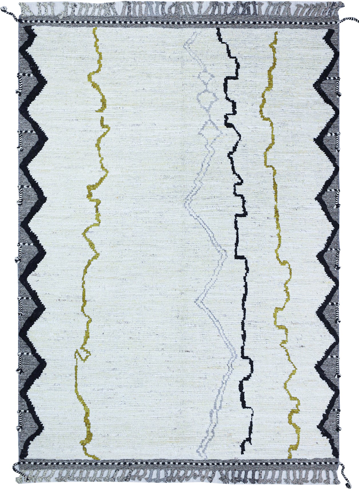 Modern design white Berber style carpet, handmade 256x179cm
