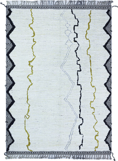 Tappeto design moderno bianco stile berbero, fatto a mano 256x179cm - CarpetLiving