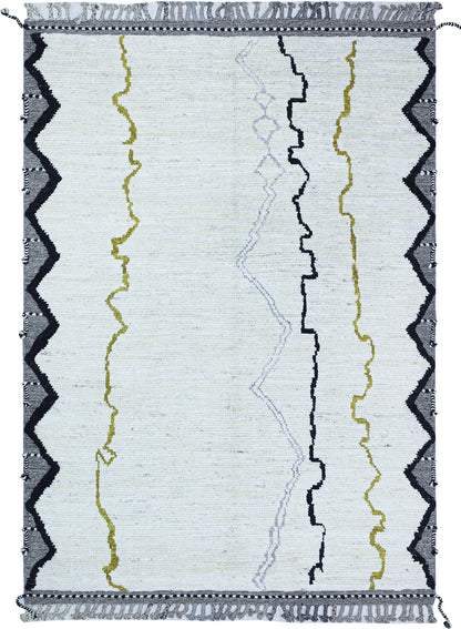 Modern design white Berber style carpet, handmade 256x179cm