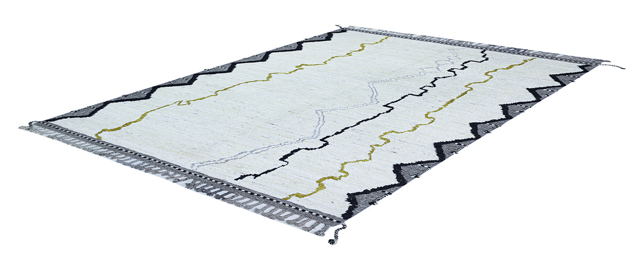 Modern design white Berber style carpet, handmade 256x179cm