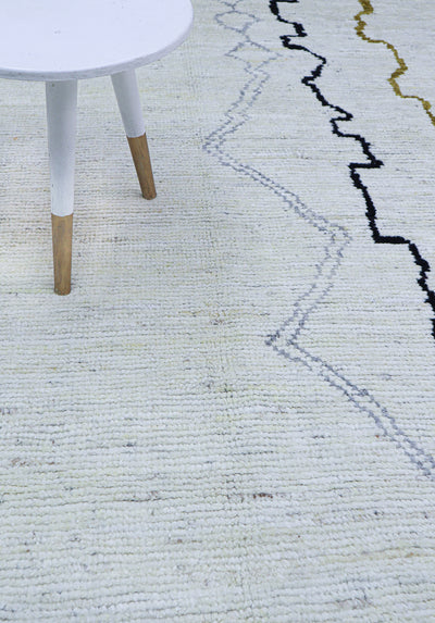 Tappeto design moderno bianco stile berbero, fatto a mano 256x179cm - CarpetLiving