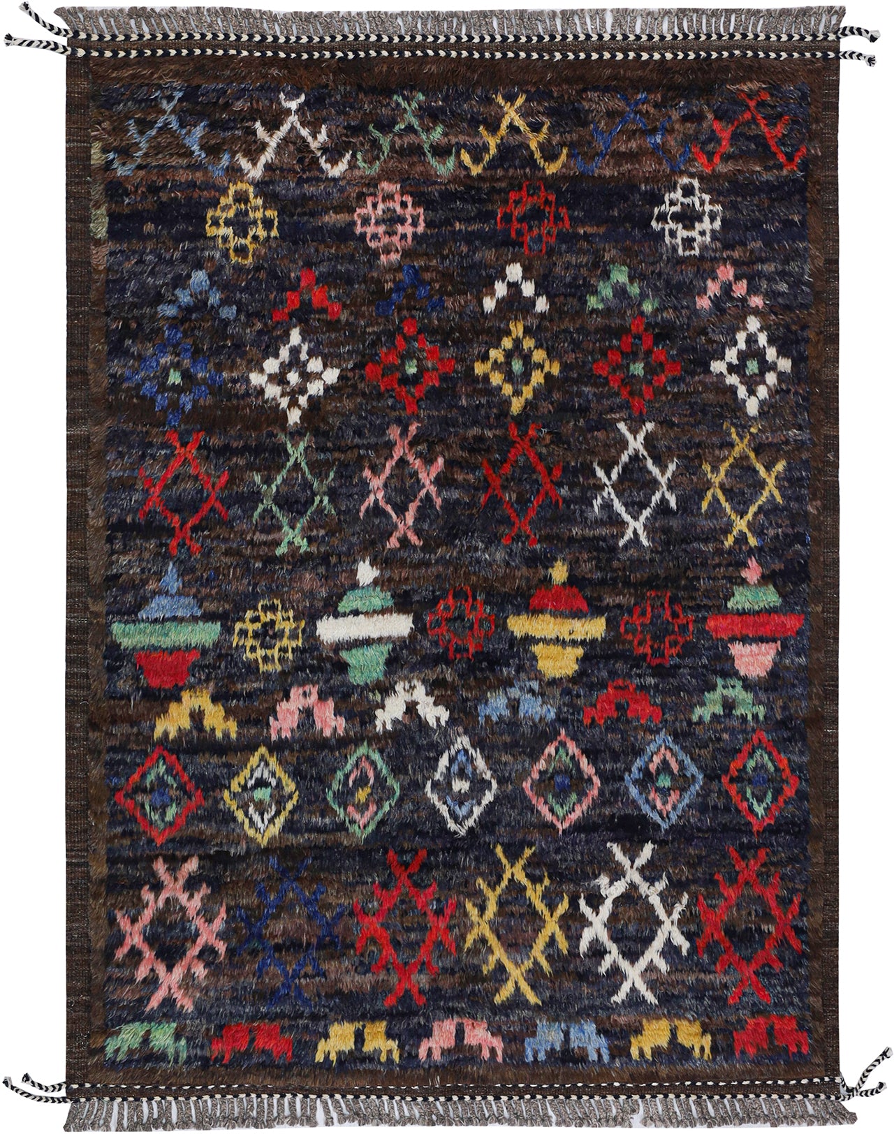 Tribal Berber carpet multi, handmade 236x175cm