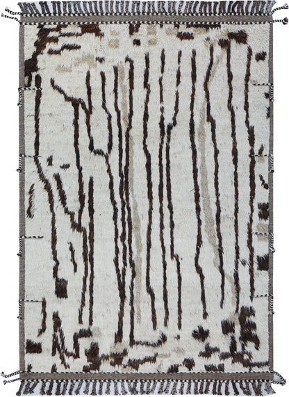 Modern design white Berber style carpet, handmade 238x170cm