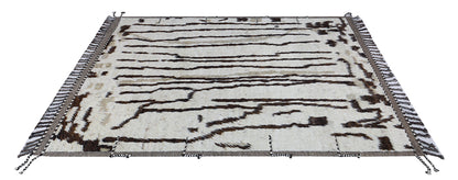 Modern design white Berber style carpet, handmade 238x170cm