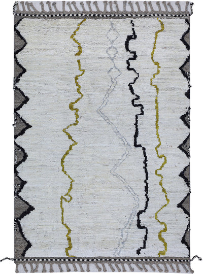 Tappeto design moderno bianco stile berbero, fatto a mano 211x148cm - CarpetLiving