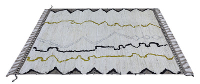 Tappeto design moderno bianco stile berbero, fatto a mano 211x148cm - CarpetLiving