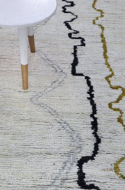 Tappeto design moderno bianco stile berbero, fatto a mano 211x148cm - CarpetLiving