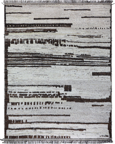 Tappeto design moderno marrone stile berbero, fatto a mano 392x307cm - CarpetLiving