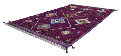 Tappeto berbero tribale viola, fatto a mano 327x213cm - CarpetLiving