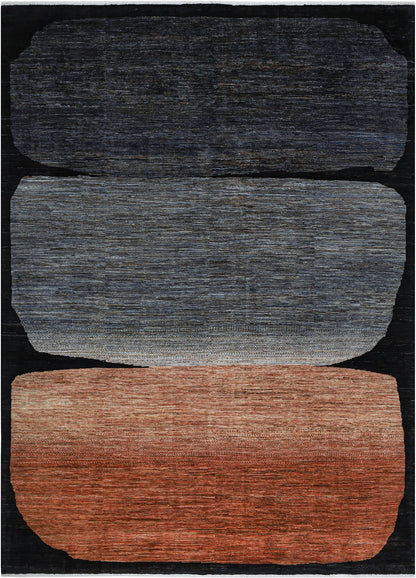 Modern design wool carpet, handmade, multi, 286x222cm
