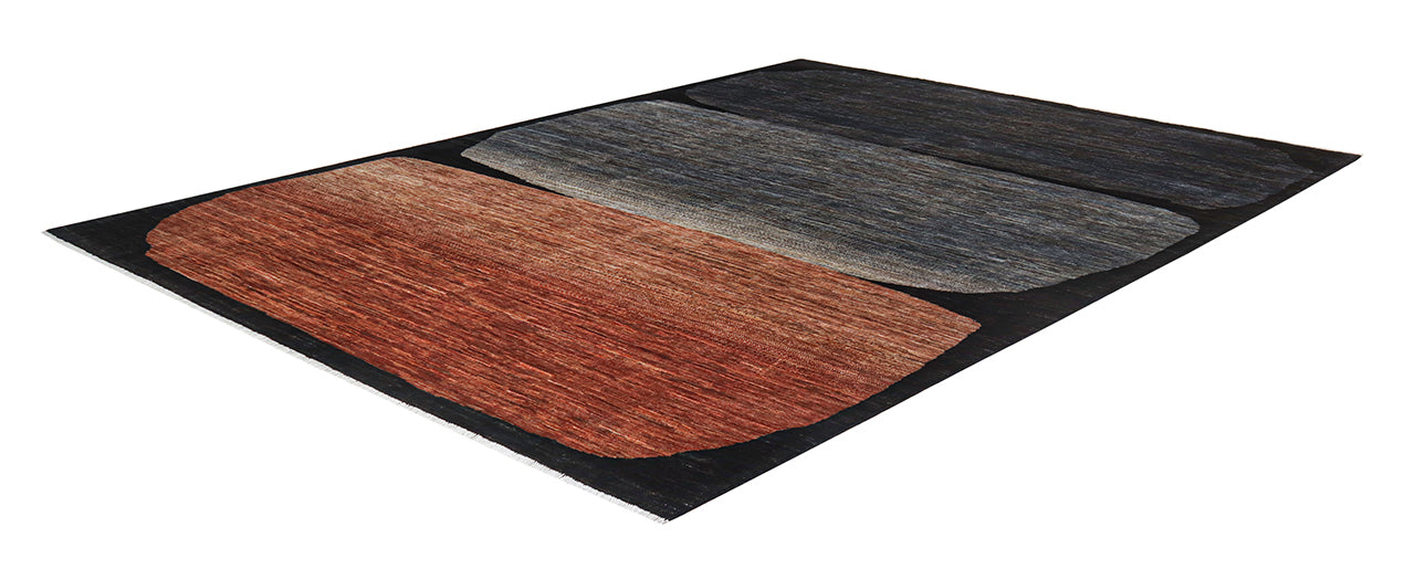 Modern design wool carpet, handmade, multi, 286x222cm