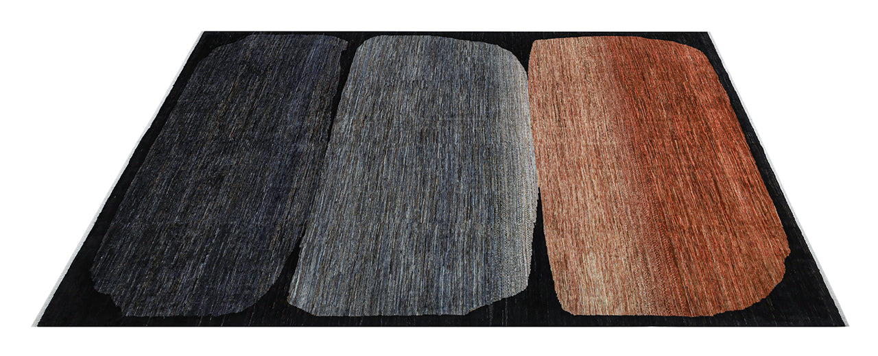 Modern design wool carpet, handmade, multi, 286x222cm