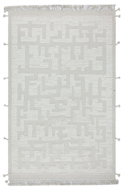 Modern design white Berber style carpet, handmade 305x197cm
