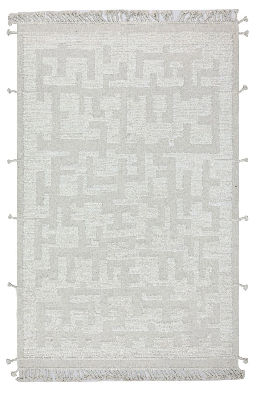 Modern design white Berber style carpet, handmade 305x197cm