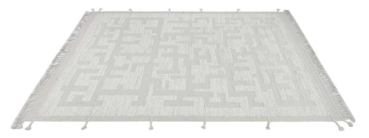 Modern design white Berber style carpet, handmade 305x197cm