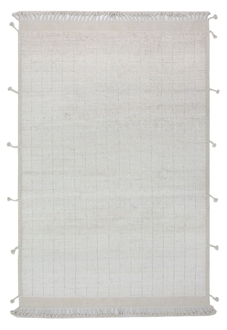 Modern design white Berber style carpet, handmade 306x202cm