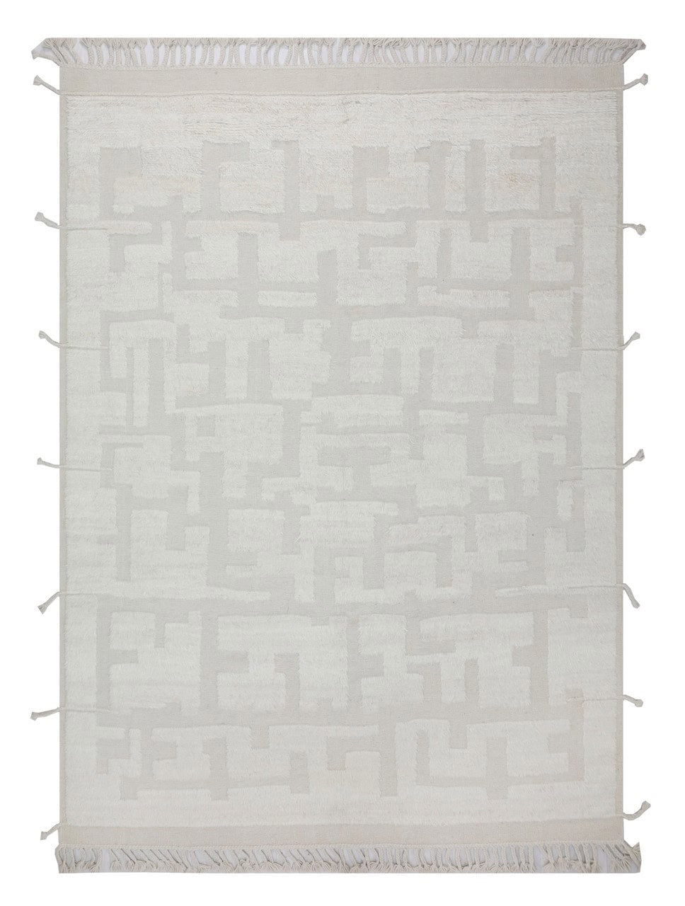 Modern design white Berber style carpet, handmade 347x255cm