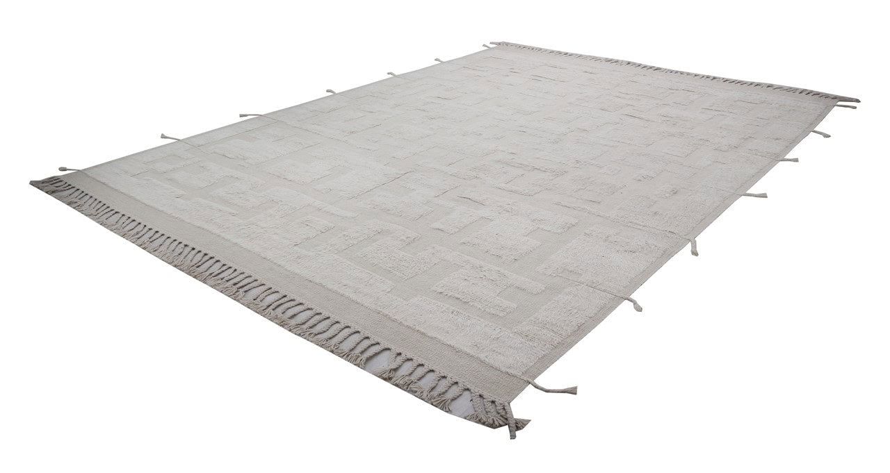 Modern design white Berber style carpet, handmade 347x255cm