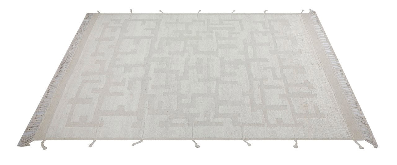 Modern design white Berber style carpet, handmade 347x255cm