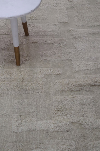 Modern design white Berber style carpet, handmade 347x255cm