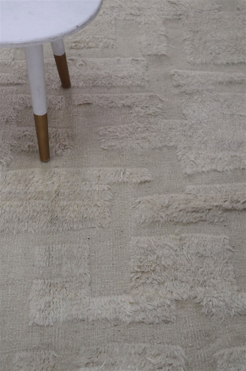 Modern design white Berber style carpet, handmade 347x255cm