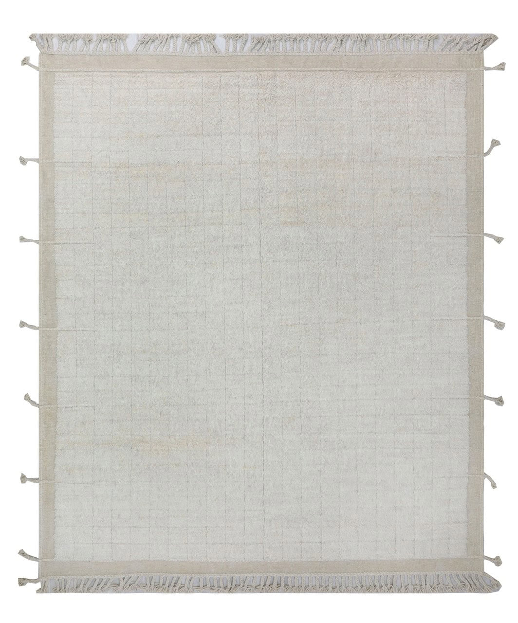Modern design white Berber style carpet, handmade 296x249cm